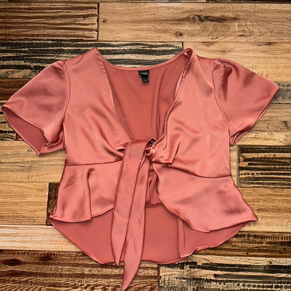 wild fable pink tie-front blouse